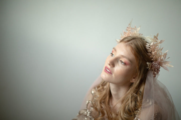 Vintage Flower Half Crown: Greek Goddess Wedding Headpiece – handmade floral hair accessory by magaela