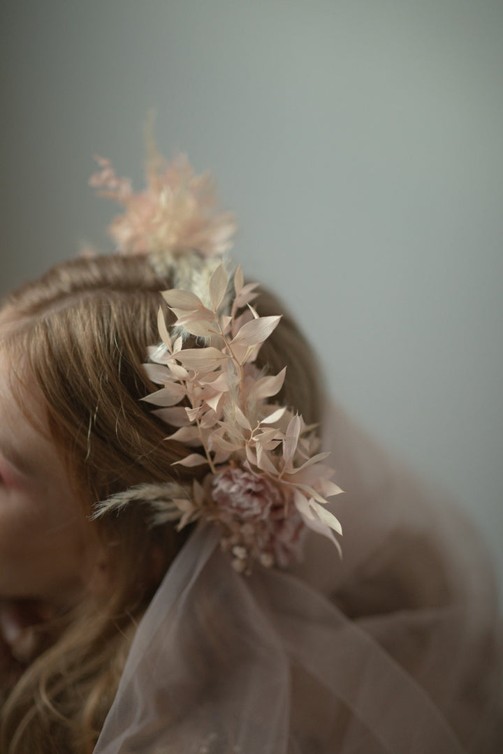 Vintage Flower Half Crown: Greek Goddess Wedding Headpiece – handmade floral hair accessory by magaela