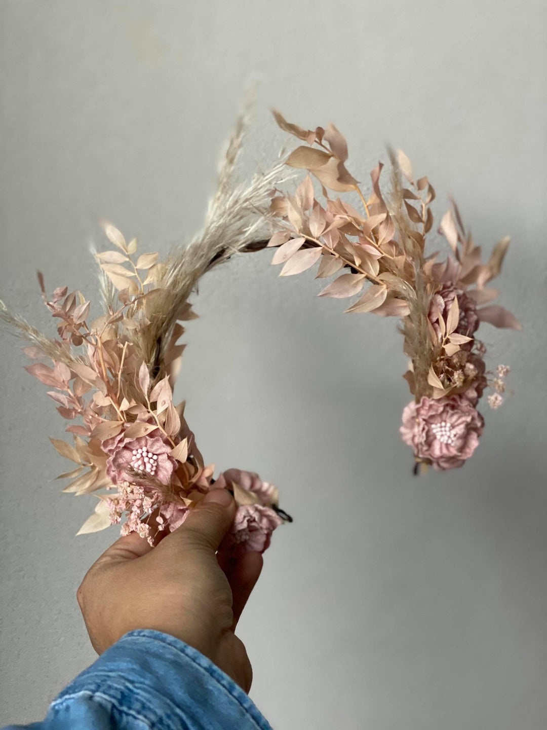 Vintage Flower Half Crown: Greek Goddess Wedding Headpiece – handmade floral hair accessory by magaela