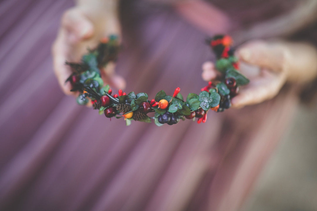 Autumn Berry Half Wreath: Fall Bridal Flower Crown – handmade floral hair accessory by magaela