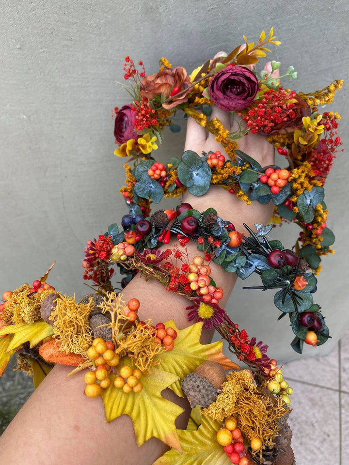 Autumn Berry Half Wreath: Fall Bridal Flower Crown – handmade floral hair accessory by magaela