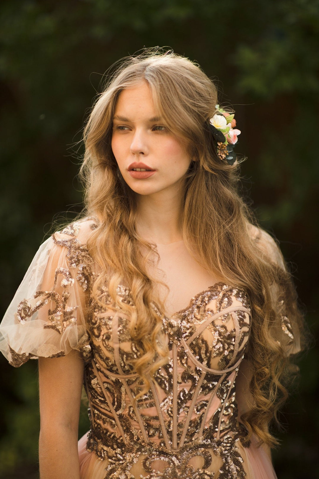 Peach Flower Wedding Hair Comb: Handmade Bridal Accessory – handmade floral hair accessory by magaela