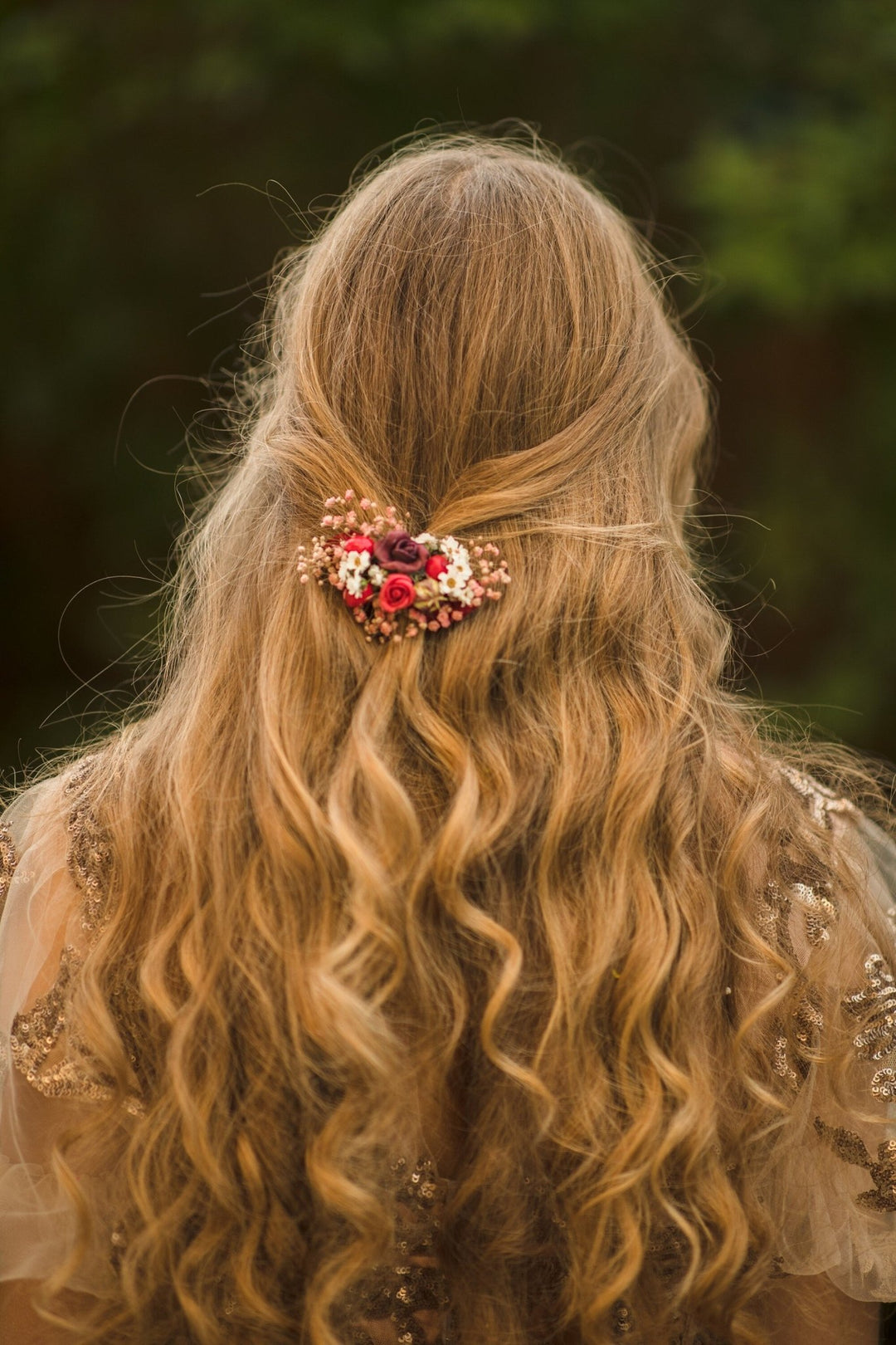 Autumn Flower Hair Clip: Red Wedding Bridal Hair Piece – handmade floral hair accessory by magaela