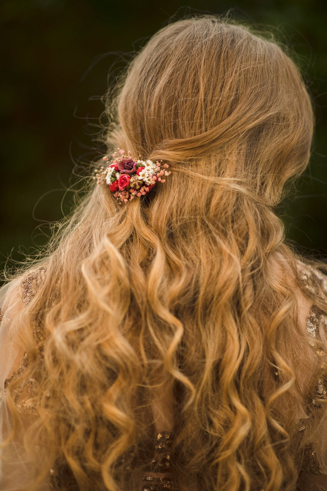 Autumn Flower Hair Clip: Red Wedding Bridal Hair Piece – handmade floral hair accessory by magaela