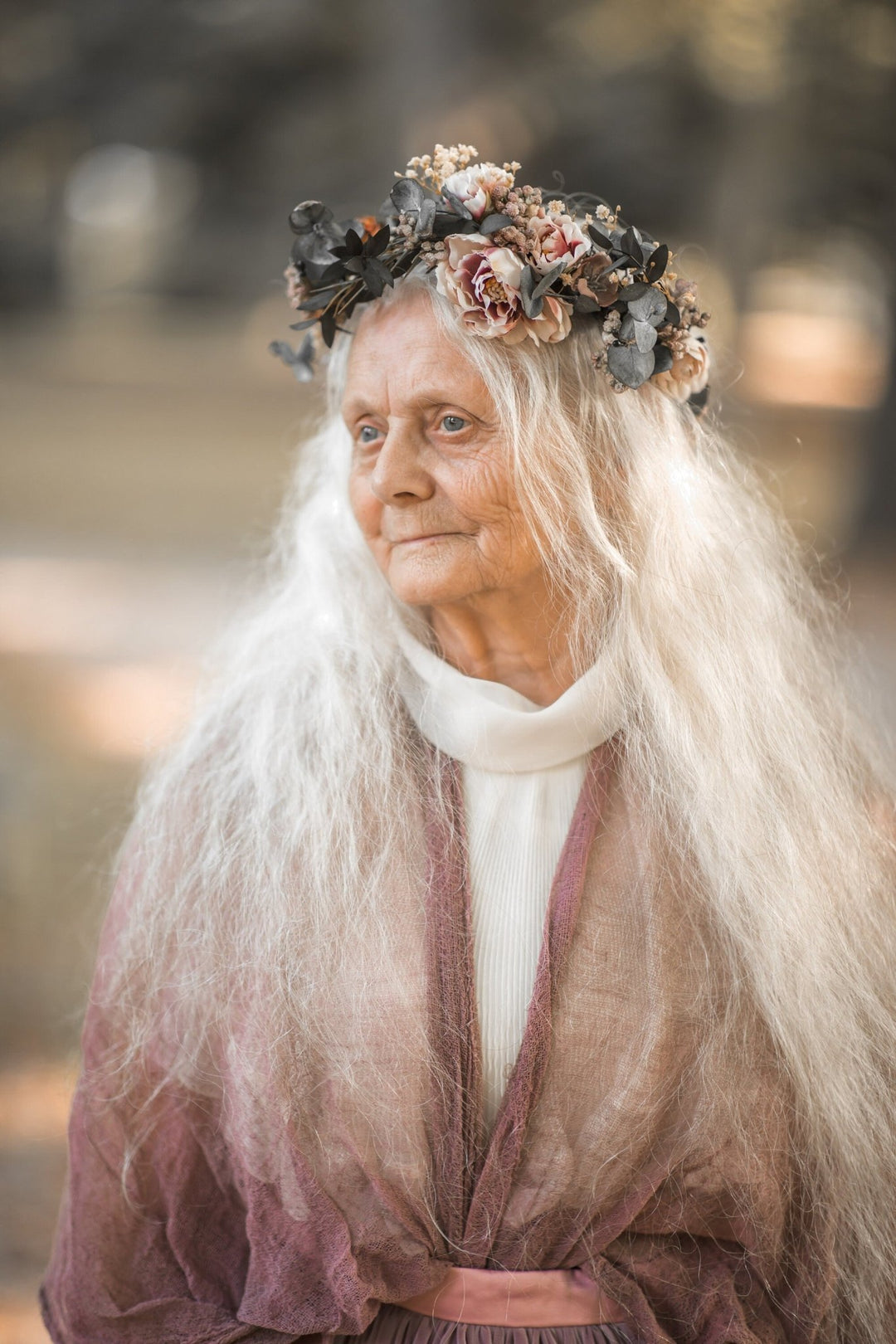 Pastel Eucalyptus Wedding Hair Wreath: Blush Bridal Flower Crown – handmade floral hair accessory by magaela