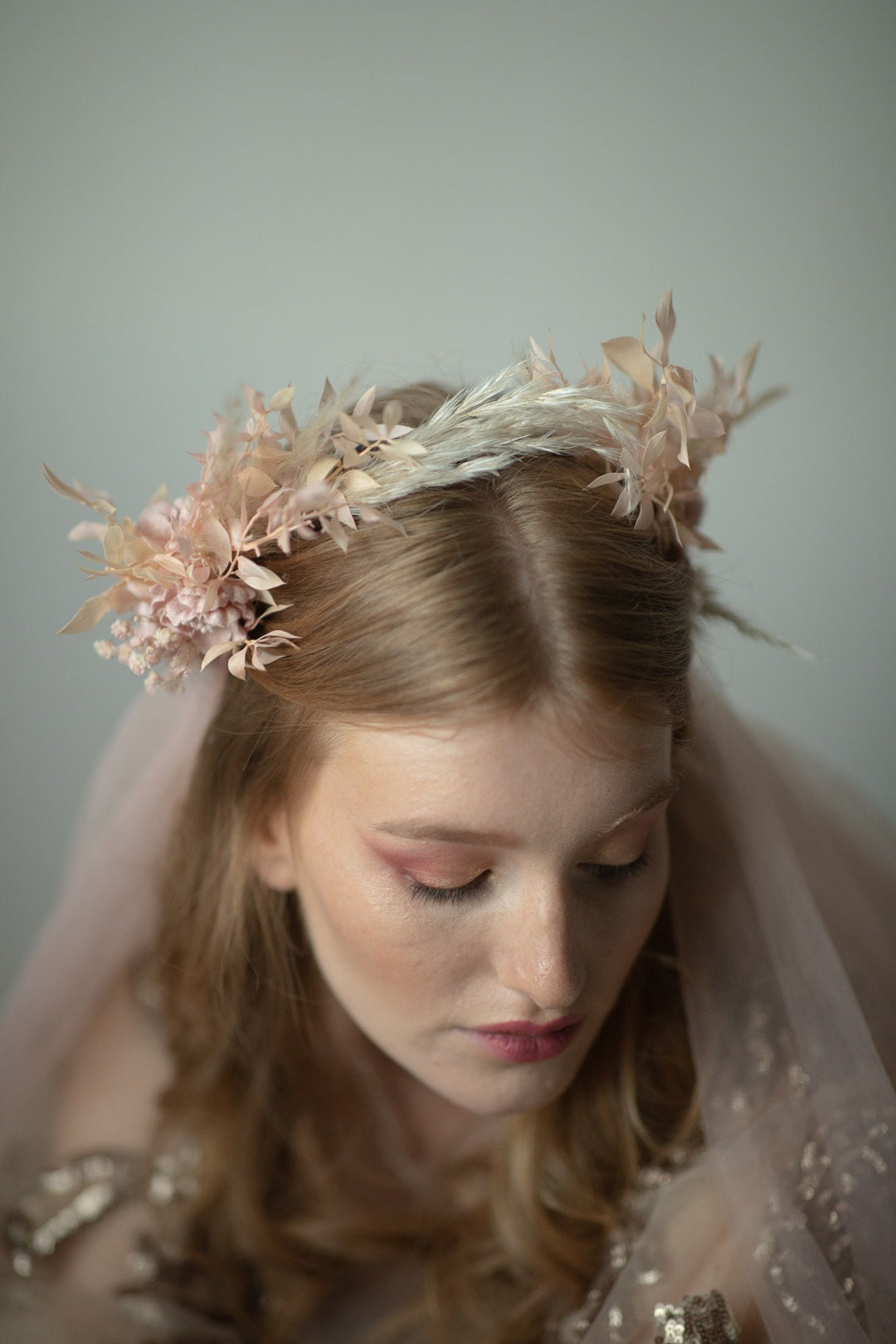Vintage Flower Half Crown: Greek Goddess Wedding Headpiece – handmade floral hair accessory by magaela