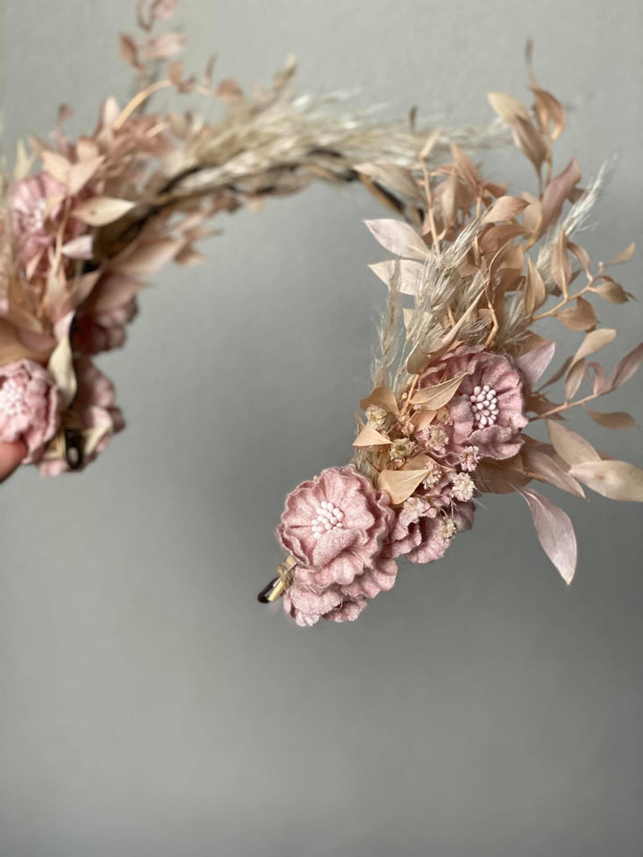 Vintage Flower Half Crown: Greek Goddess Wedding Headpiece – handmade floral hair accessory by magaela