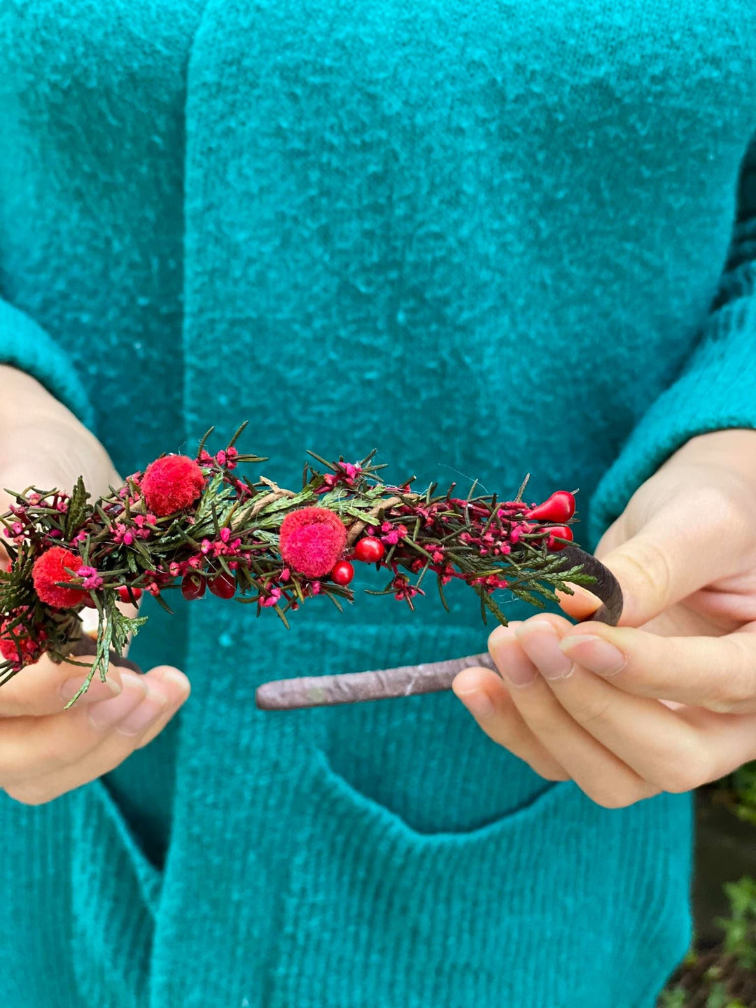 Red Flower Headband: Winter Wedding Bridal Hair Accessory – handmade floral hair accessory by magaela