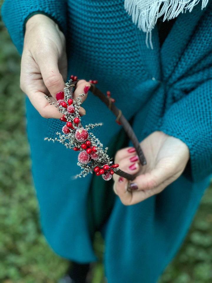 Winter Berries Headband: Frozen Christmas Bridal Hair Piece – handmade floral hair accessory by magaela