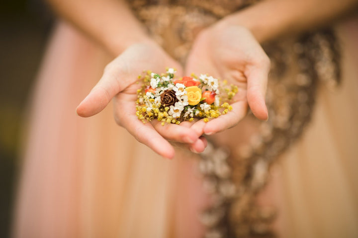 Autumn Flower Hair Clip: Ochre Orange Wedding Hair Piece – handmade floral hair accessory by magaela