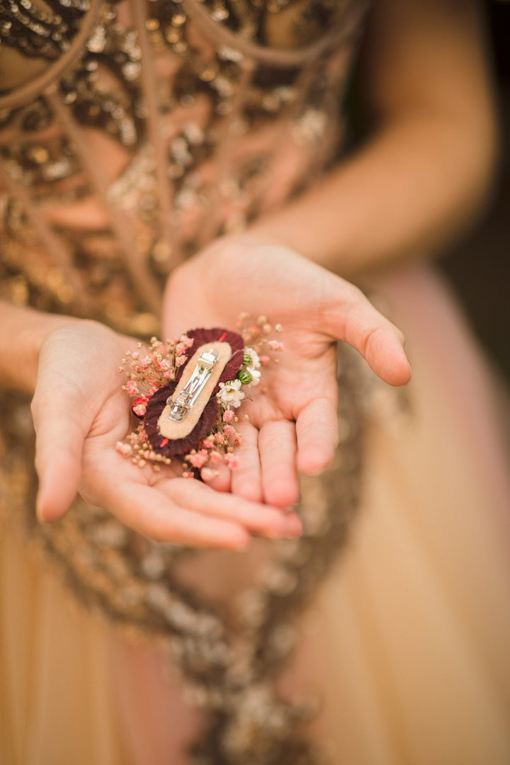 Autumn Flower Hair Clip: Red Wedding Bridal Hair Piece – handmade floral hair accessory by magaela