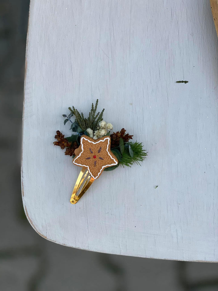 Christmas Gingerbread Hair Clip: Winter Wedding Accessory – handmade floral hair accessory by magaela