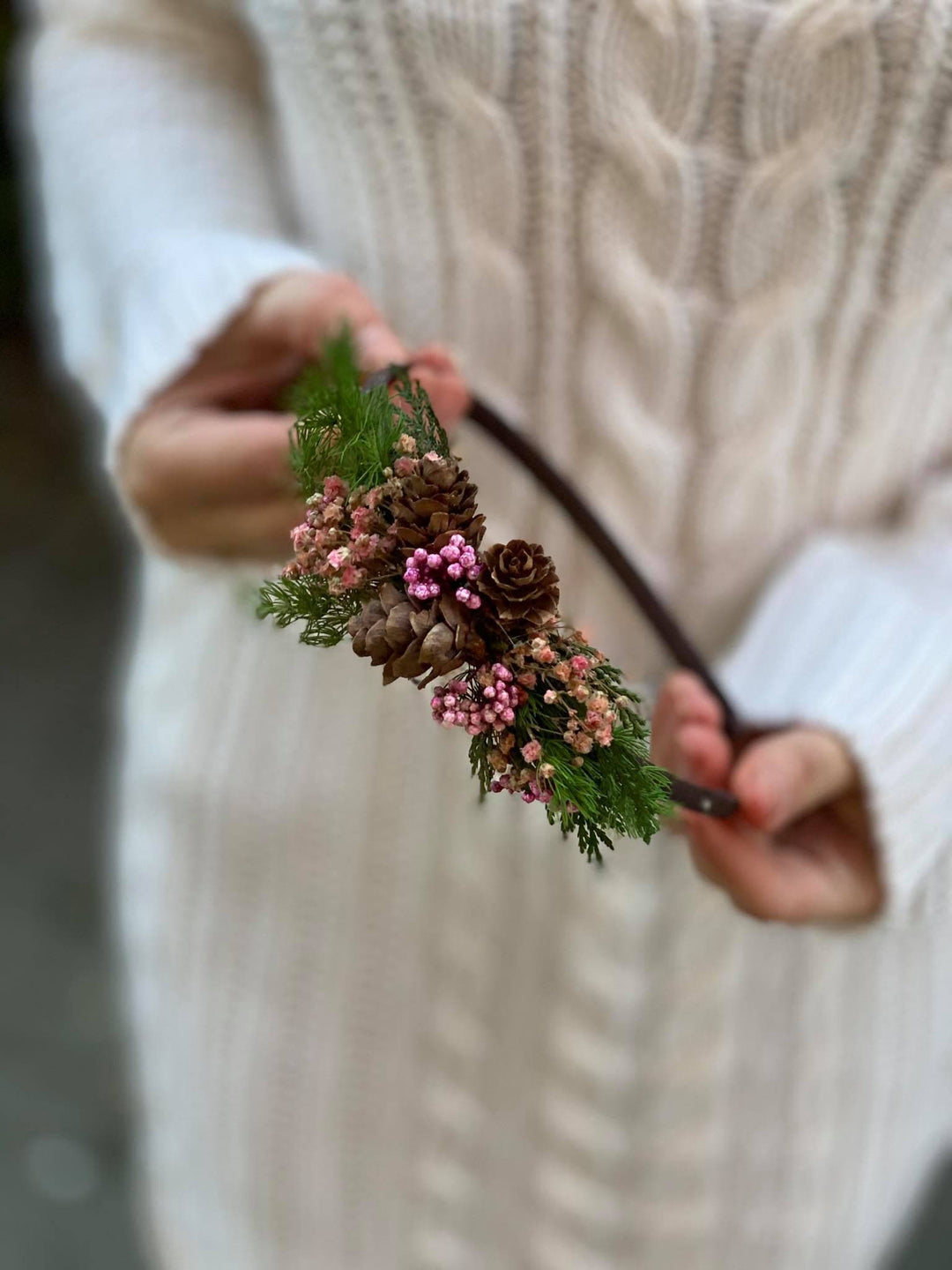 Christmas Pine Cone Headband: Winter Wedding Hair Accessory – handmade floral hair accessory by magaela