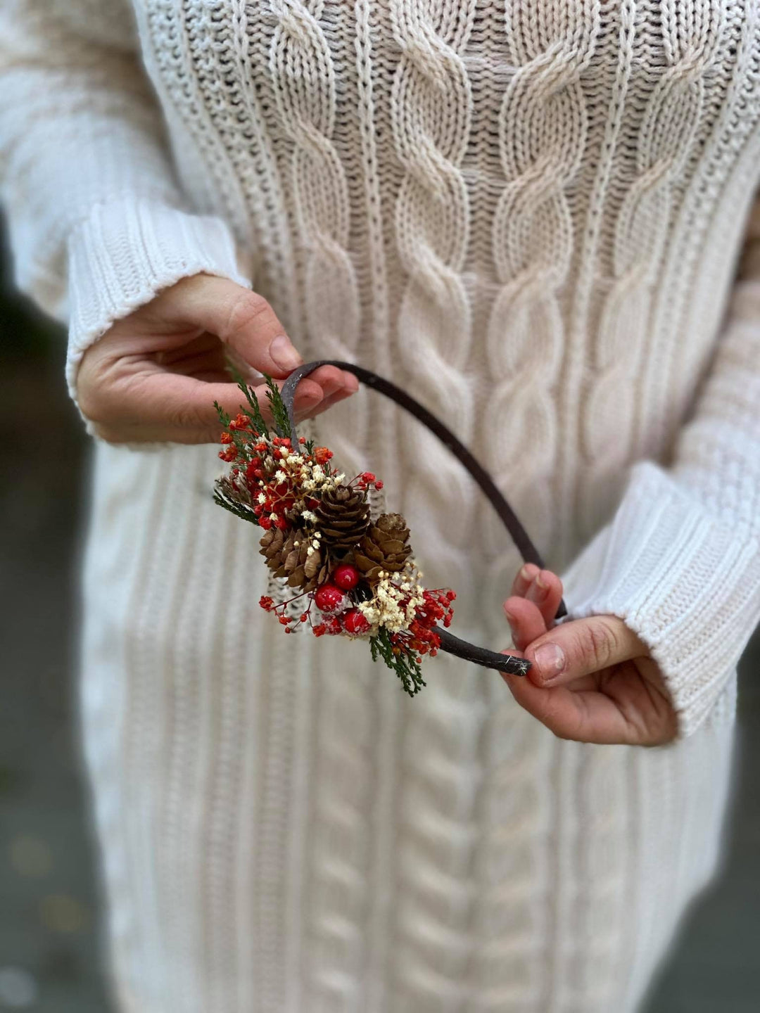 Christmas Pine Cone Headband: Winter Wedding Hair Accessory – handmade floral hair accessory by magaela