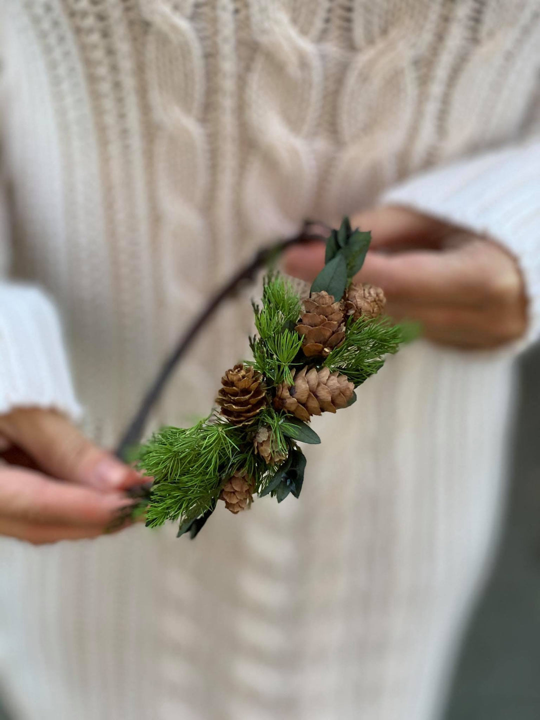 Christmas Pine Cone Headband: Winter Wedding Hair Accessory – handmade floral hair accessory by magaela