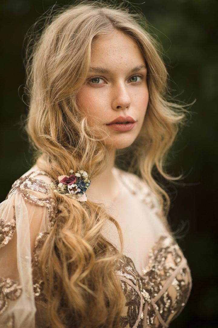 Burgundy Floral Hair Tie: Handmade Flower Hair Bobble – handmade floral hair accessory by magaela