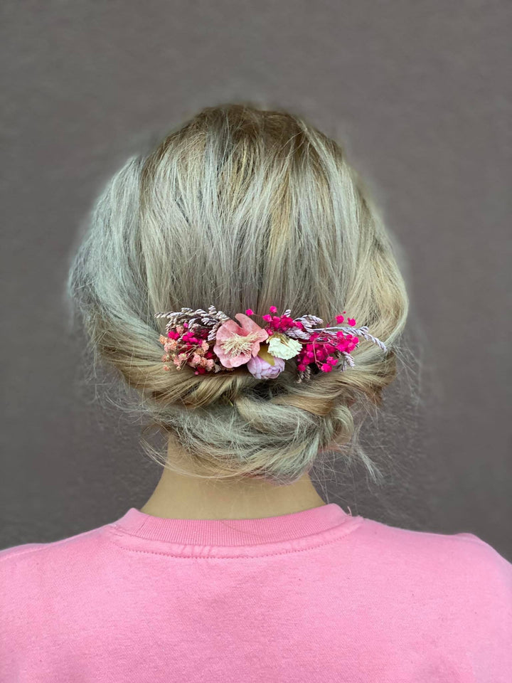 Pink Flower Hair Comb: Wedding Bridal Accessory – handmade floral hair accessory by magaela