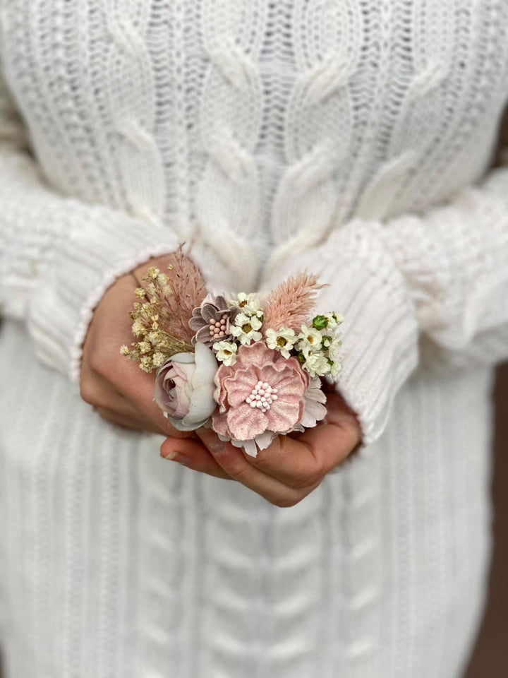 Blush Pink Flower Brooch: Romantic Wedding Accessory – handmade floral hair accessory by magaela