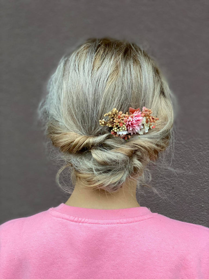 Pastel Flower Wedding Hair Comb: Pink Bridal Accessory – handmade floral hair accessory by magaela