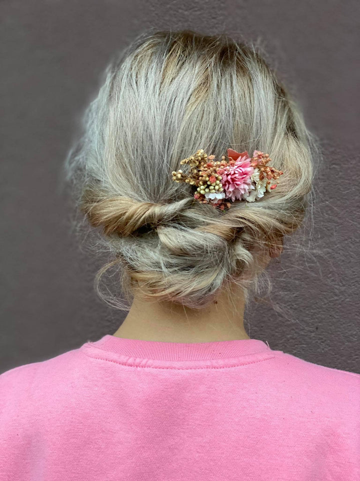 Pastel Flower Wedding Hair Comb: Pink Bridal Accessory – handmade floral hair accessory by magaela