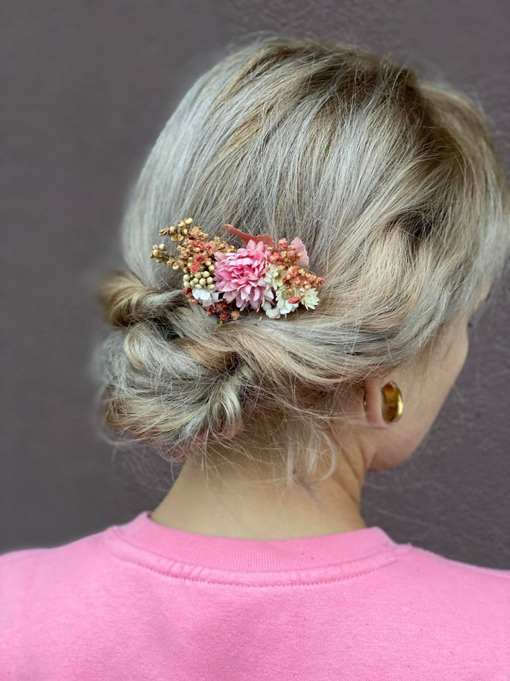 Pastel Flower Wedding Hair Comb: Pink Bridal Accessory – handmade floral hair accessory by magaela