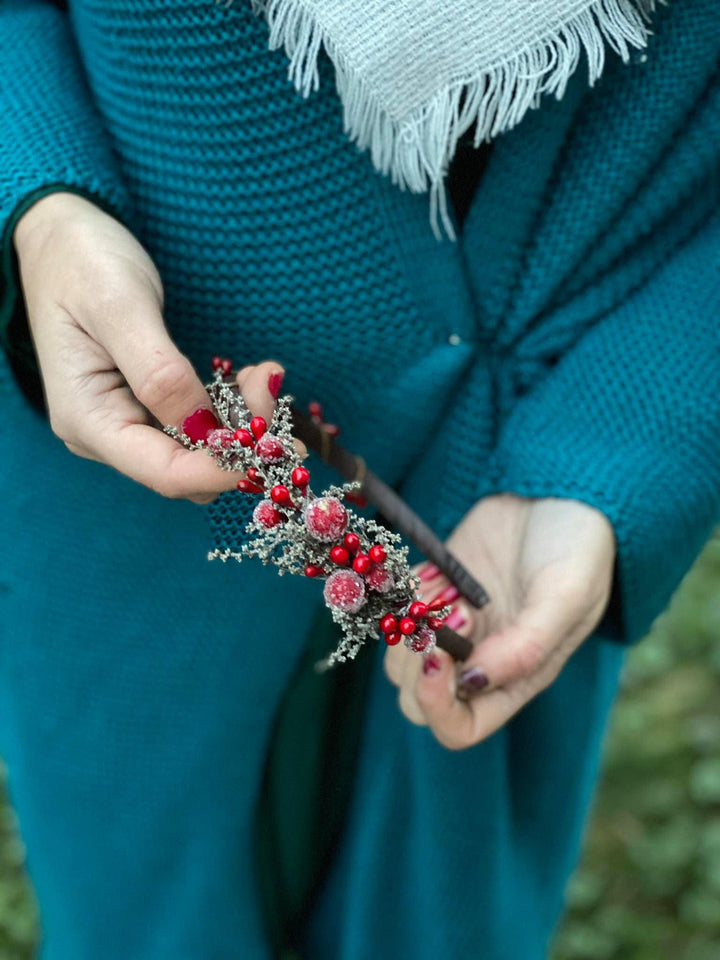 Winter Berries Headband: Frozen Christmas Bridal Hair Piece – handmade floral hair accessory by magaela
