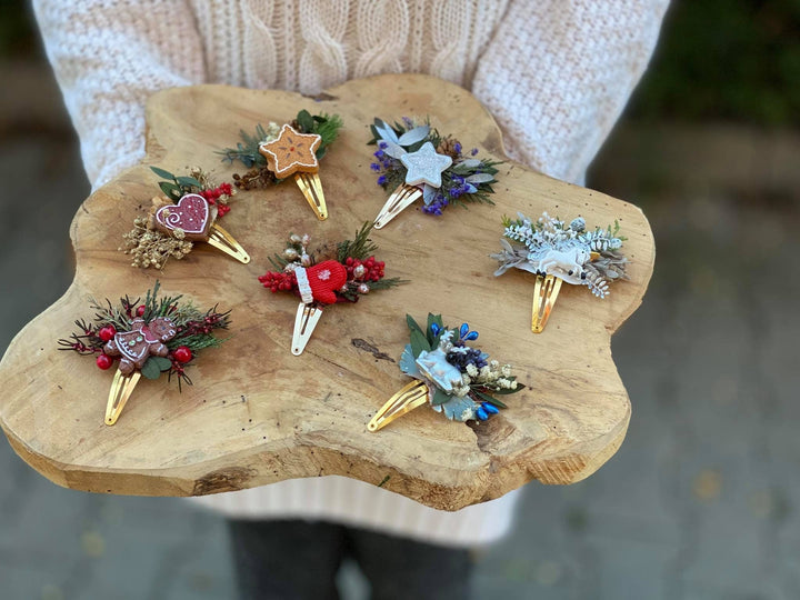 Christmas Gingerbread Hair Clip: Winter Wedding Accessory – handmade floral hair accessory by magaela