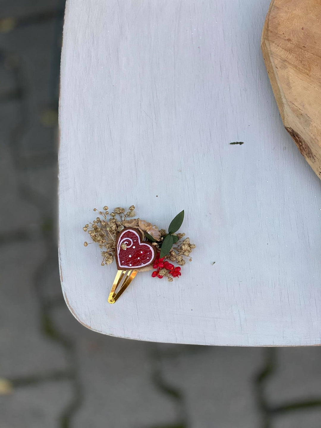 Christmas Gingerbread Hair Clip: Winter Wedding Accessory – handmade floral hair accessory by magaela