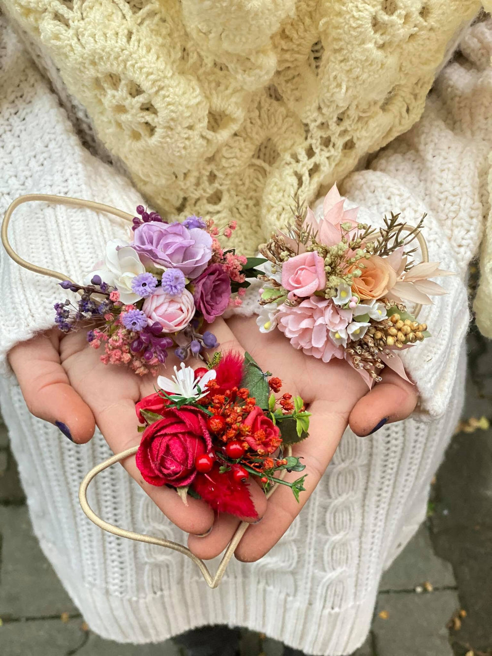 Floral Hair Tie: Wedding Accessories, Romantic Flower Girl Hair Bobble – handmade floral hair accessory by magaela