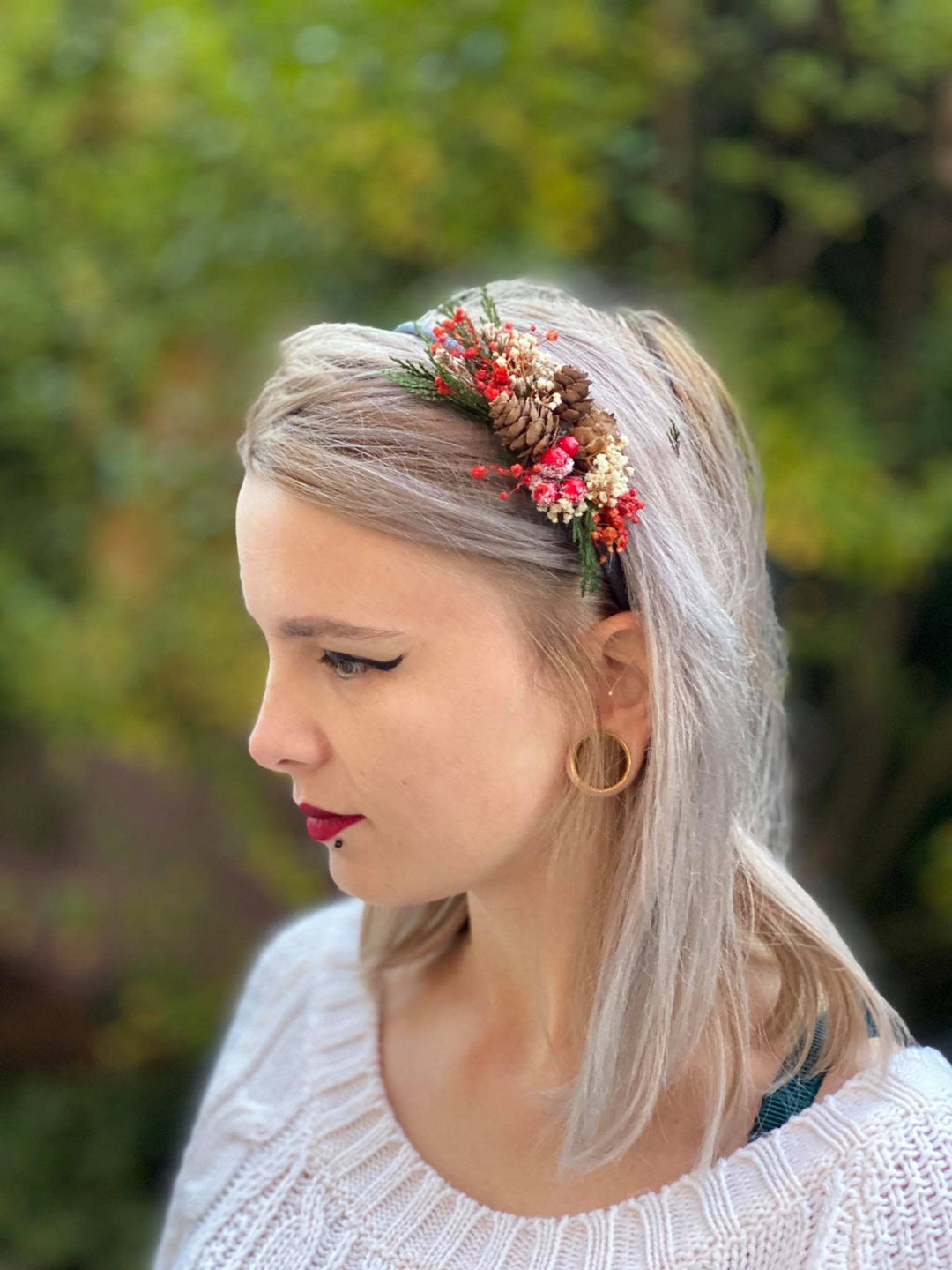 Christmas Pine Cone Headband: Winter Wedding Hair Accessory – handmade floral hair accessory by magaela