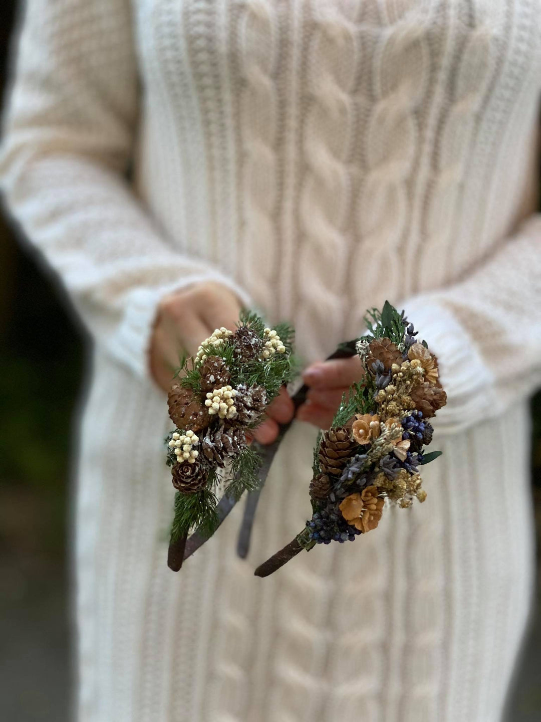 Christmas Pine Cone Headband: Winter Wedding Hair Accessory – handmade floral hair accessory by magaela