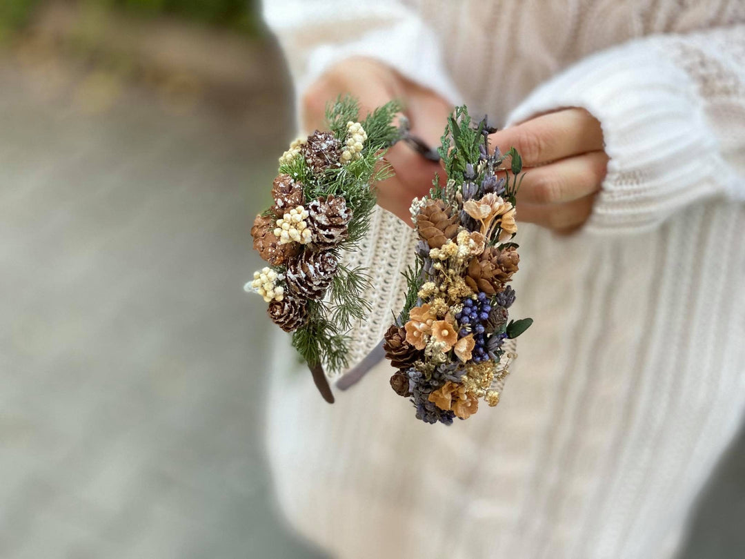 Christmas Pine Cone Headband: Winter Wedding Hair Accessory – handmade floral hair accessory by magaela