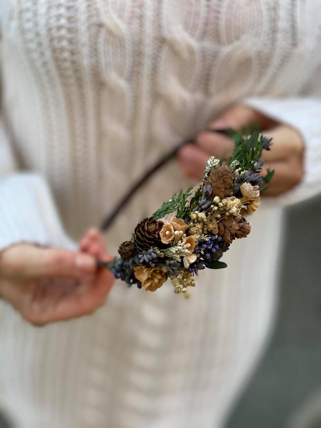 Christmas Pine Cone Headband: Winter Wedding Hair Accessory – handmade floral hair accessory by magaela