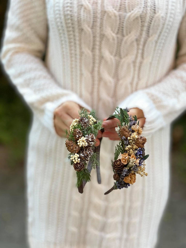 Christmas Pine Cone Headband: Winter Wedding Hair Accessory – handmade floral hair accessory by magaela