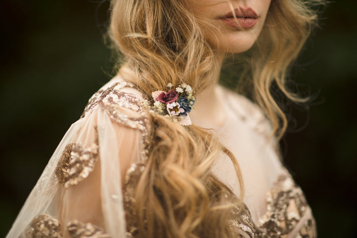 Burgundy Floral Hair Tie: Handmade Flower Hair Bobble – handmade floral hair accessory by magaela