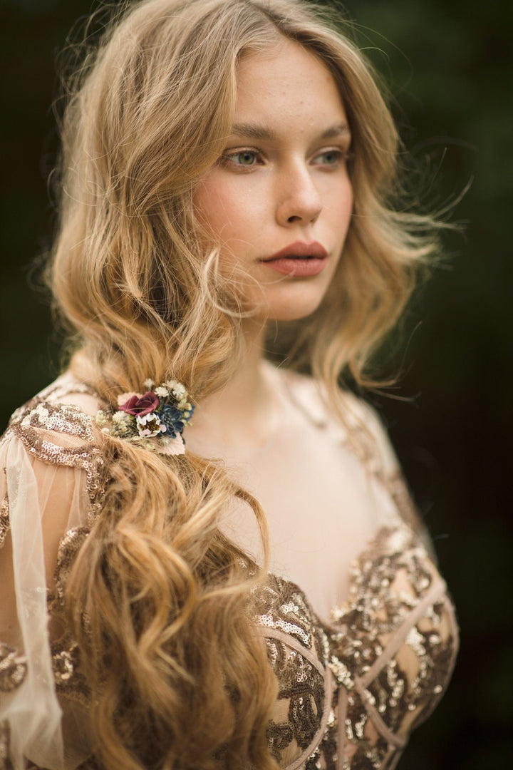 Burgundy Floral Hair Tie: Handmade Flower Hair Bobble – handmade floral hair accessory by magaela