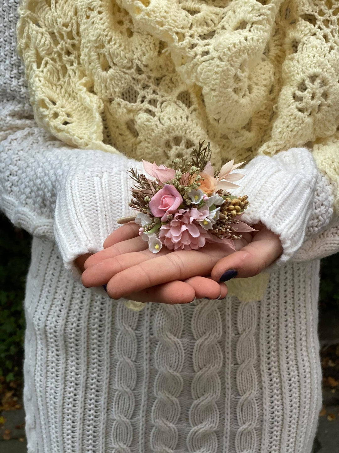 Floral Hair Tie: Wedding Accessories, Romantic Flower Girl Hair Bobble – handmade floral hair accessory by magaela