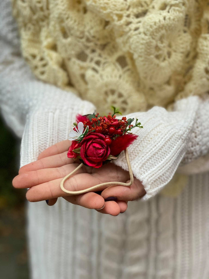 Floral Hair Tie: Wedding Accessories, Romantic Flower Girl Hair Bobble – handmade floral hair accessory by magaela