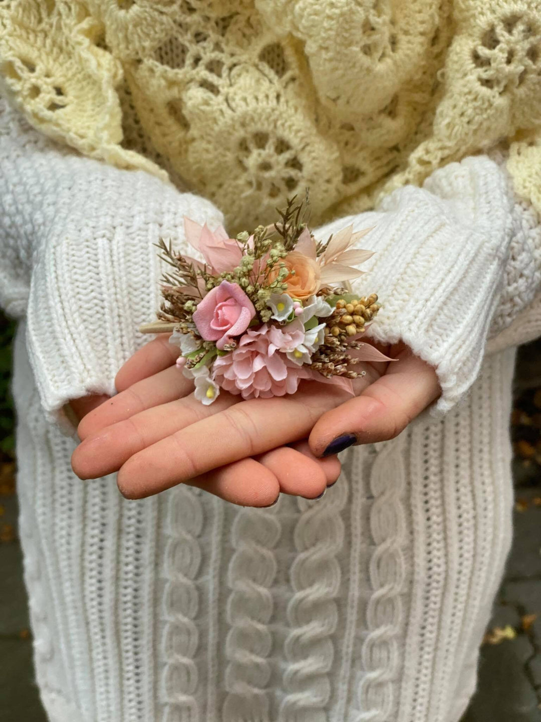 Floral Hair Tie: Wedding Accessories, Romantic Flower Girl Hair Bobble – handmade floral hair accessory by magaela