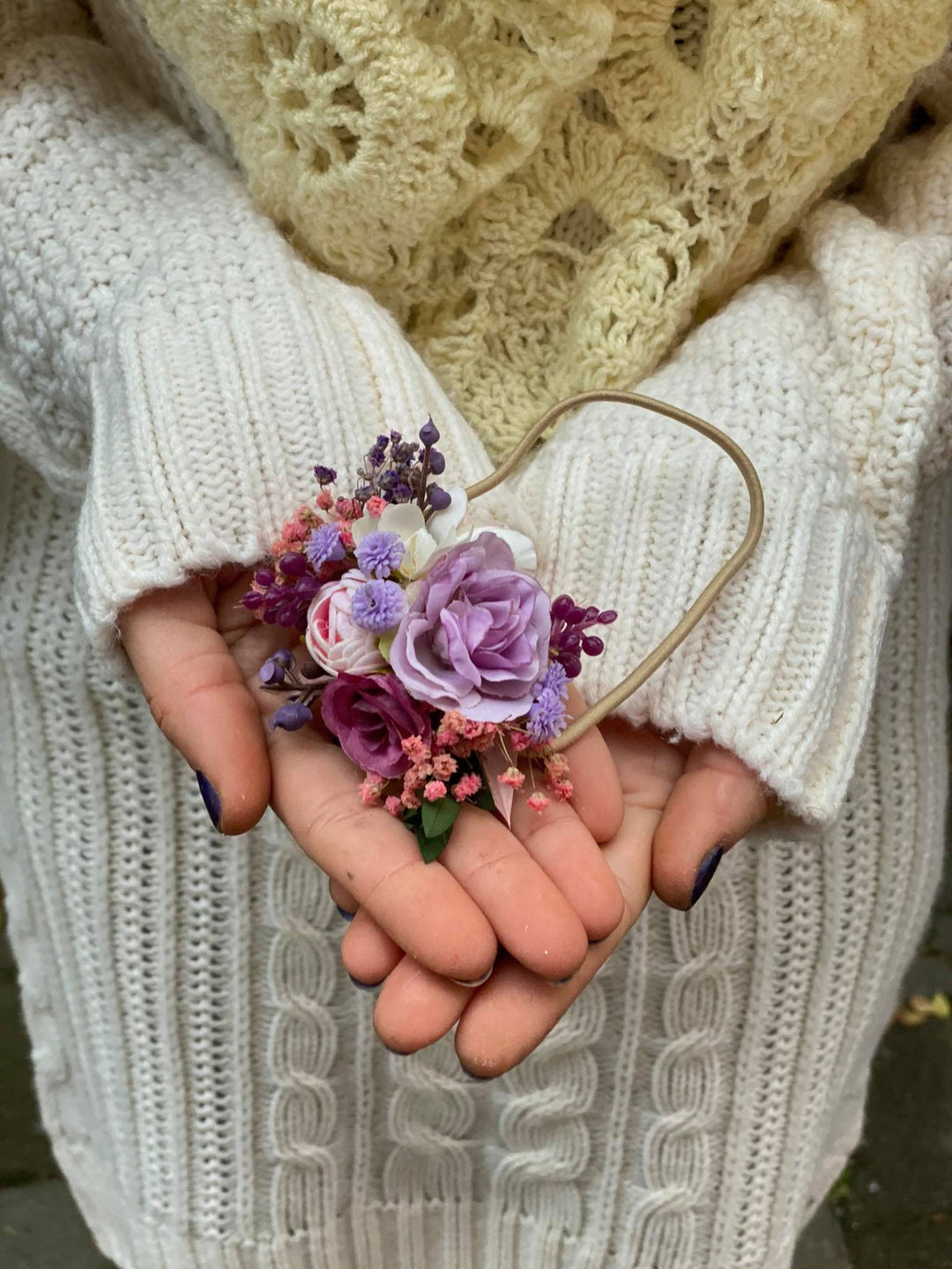 Floral Hair Tie: Wedding Accessories, Romantic Flower Girl Hair Bobble – handmade floral hair accessory by magaela