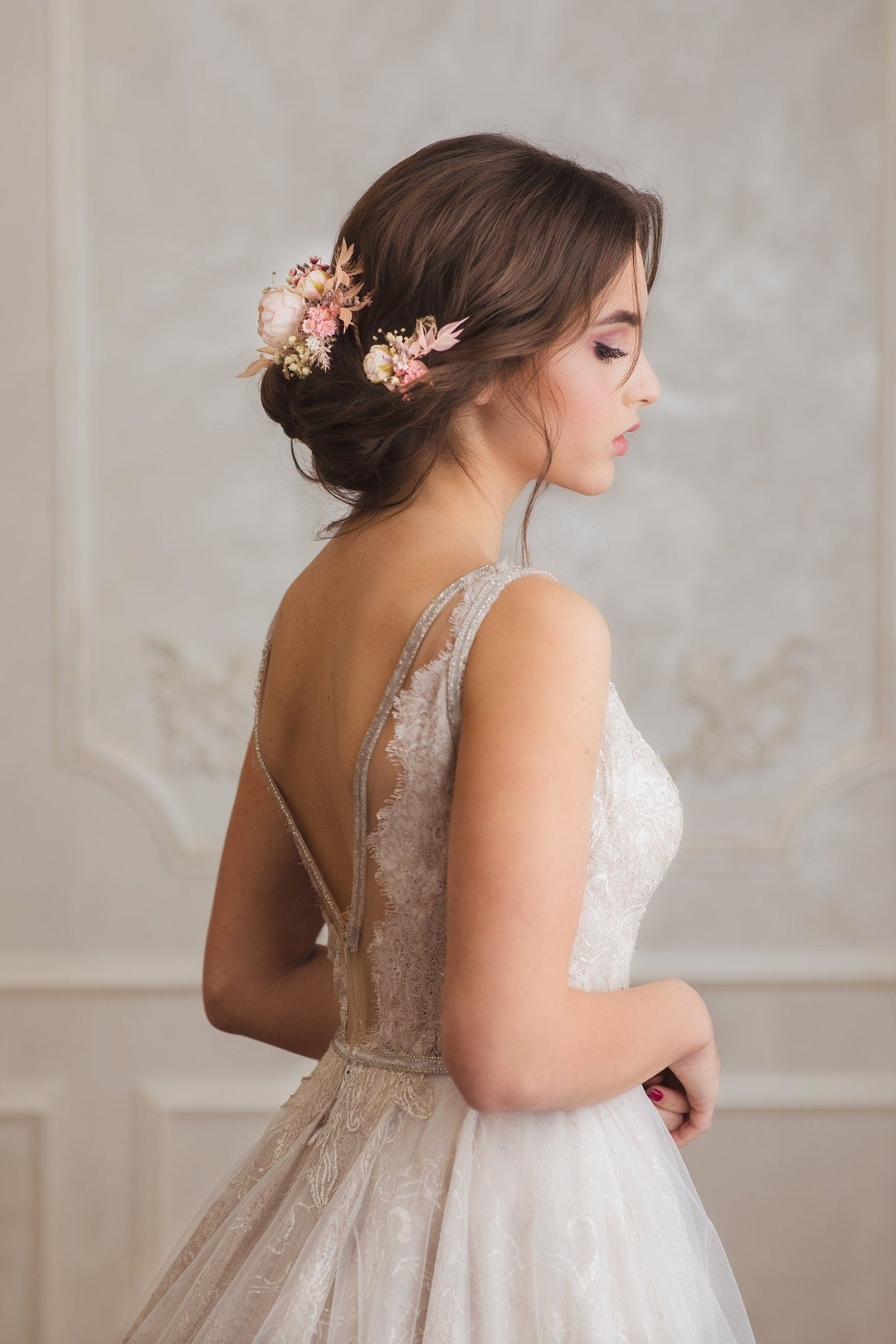 Blush Wedding Hair Comb: Romantic Floral Bridal Vine – handmade floral hair accessory by magaela