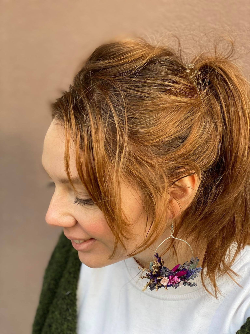 Purple Flower Dangle Earrings: Dried Lavender, Surgical Steel – handmade floral hair accessory by magaela