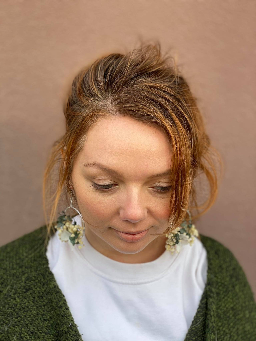 Baby's Breath Circle Dangle Earrings: Surgical Steel Flower Earrings – handmade floral hair accessory by magaela