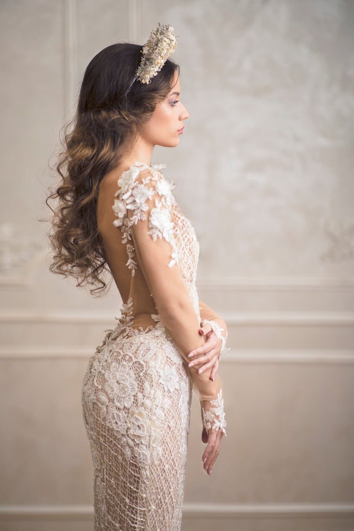 Ivory Flower Bridal Headband: Preserved Flower Wedding Hair Crown – handmade floral hair accessory by magaela