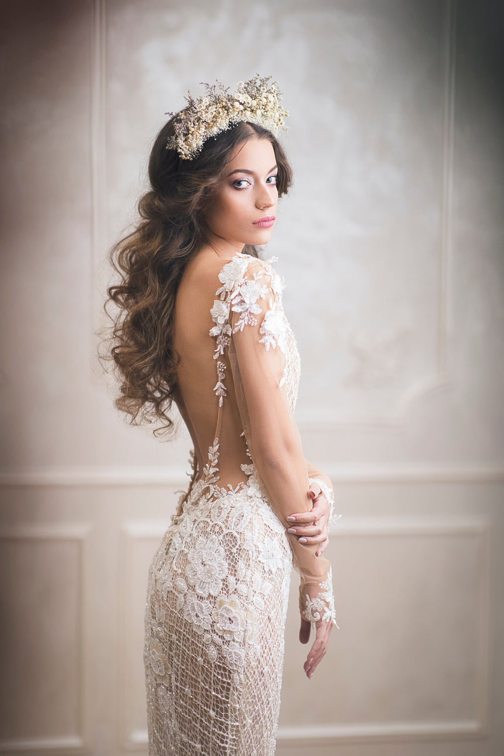 Ivory Flower Bridal Headband: Preserved Flower Wedding Hair Crown – handmade floral hair accessory by magaela