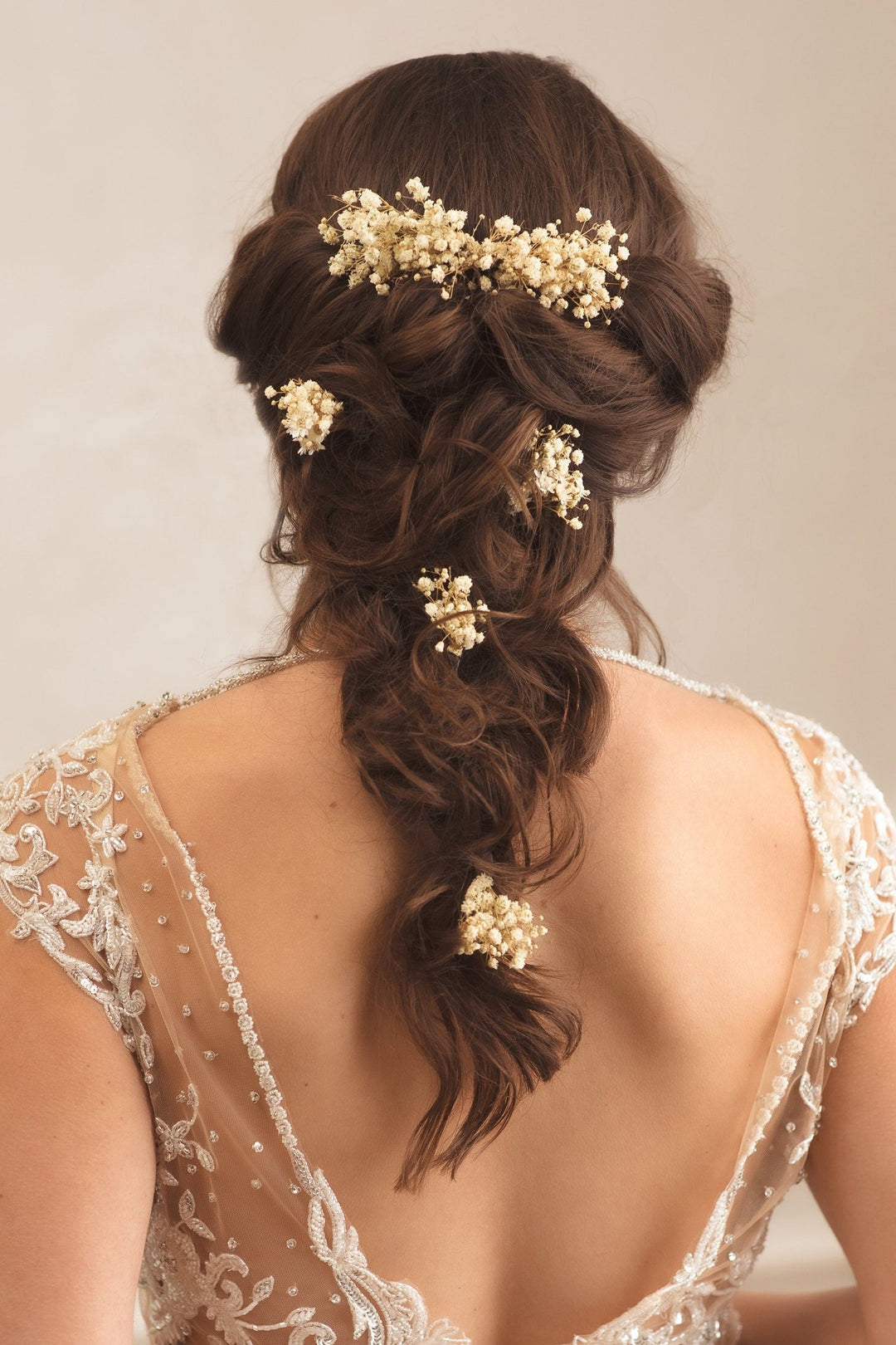 Ivory Baby's Breath Hairpins: Preserved Flower Bridal Accessories – handmade floral hair accessory by magaela