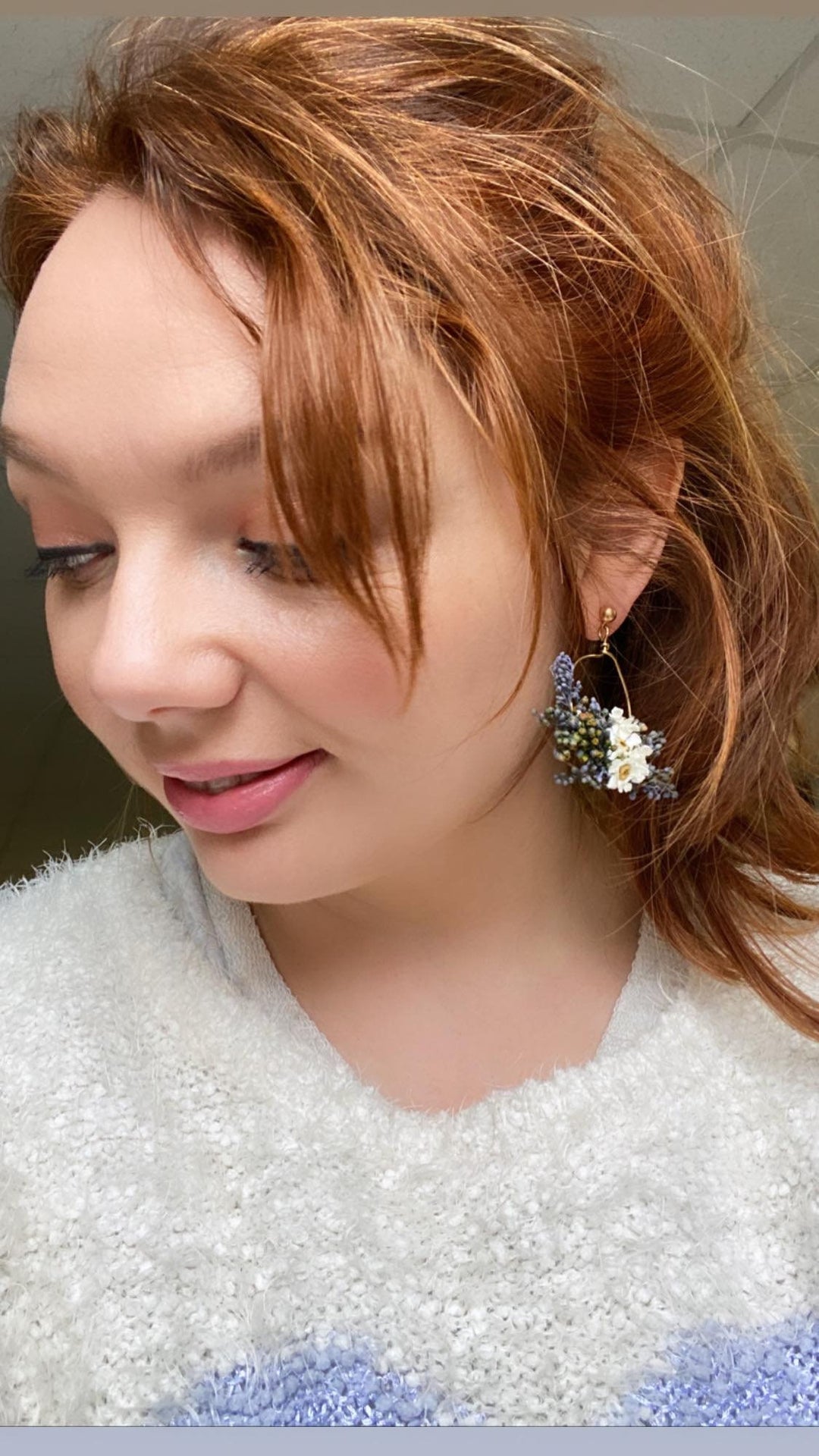 Lavender Circle Dangle Earrings: Dried Flower Wedding Jewelry – handmade floral hair accessory by magaela