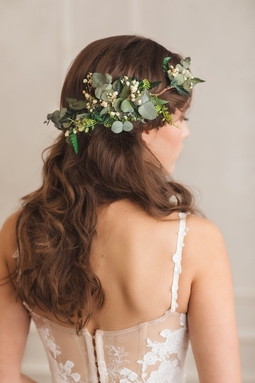 Eucalyptus Bridal Hair Comb: Greenery Wedding Hair Vine – handmade floral hair accessory by magaela