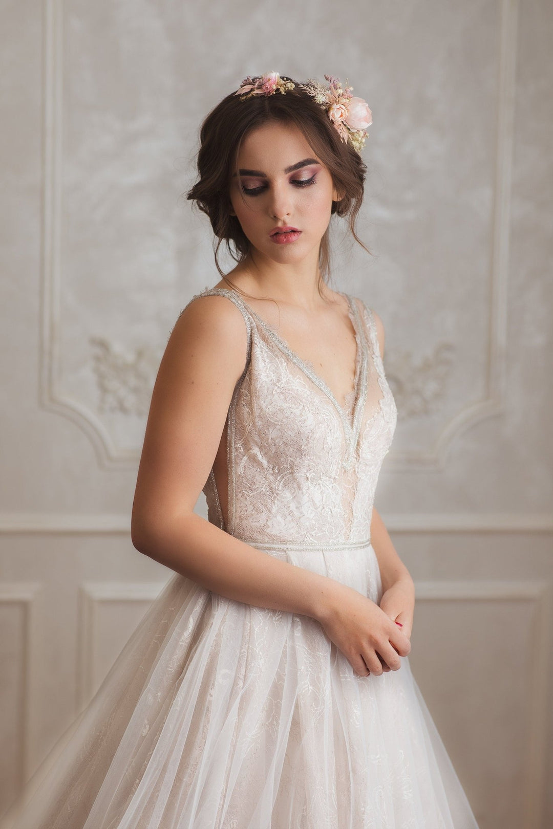 Blush Wedding Hair Comb: Romantic Floral Bridal Vine – handmade floral hair accessory by magaela