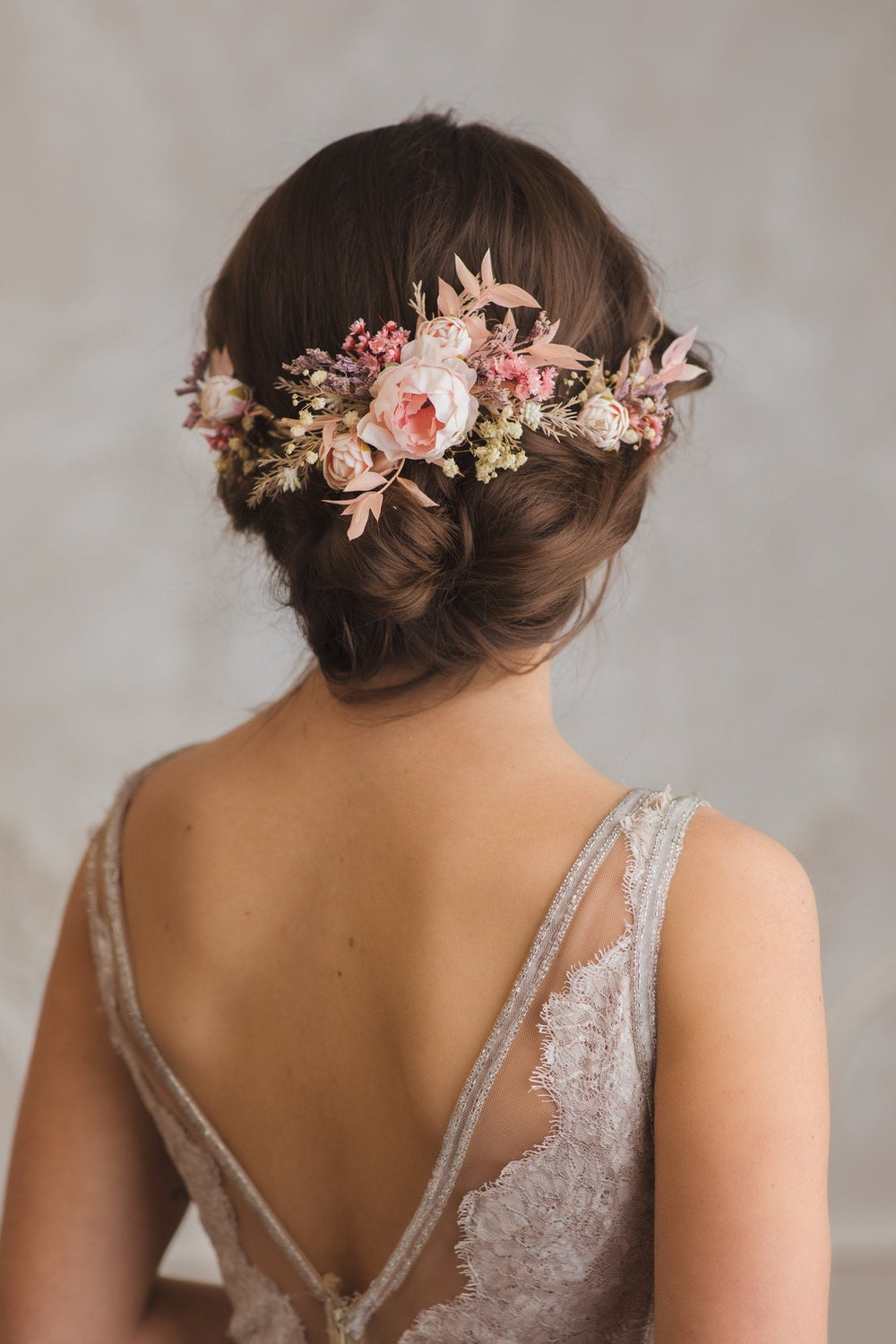 Blush Wedding Hair Comb: Romantic Floral Bridal Vine – handmade floral hair accessory by magaela